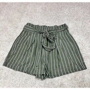 Abercrombie & Fitch Shorts Green White Striped Belted Pockets Women’s Size XS